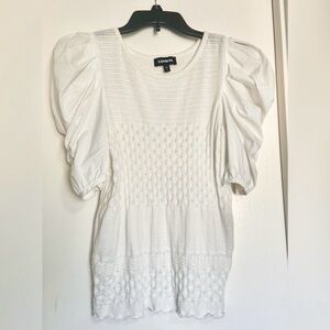 NWOT Express White Textured Puff Sleeve Top sz medium
